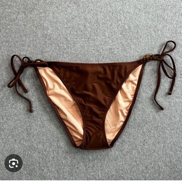 NWT J Crew O-Ring Curved Waist Cheeky String Bikini Bottom Brown - XXL - Picture 1 of 10